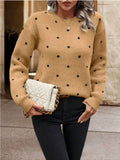 Polka Dot Long Sleeve Sweater - Trendsi - Flyclothing LLC