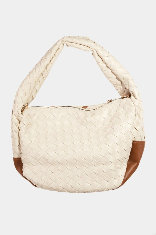 Fame Tassel Detail Weave Semi Circle Bag - Trendsi