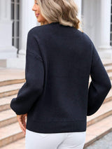 Bow Graphic Round Neck Long Sleeve Sweater - Trendsi - Flyclothing LLC