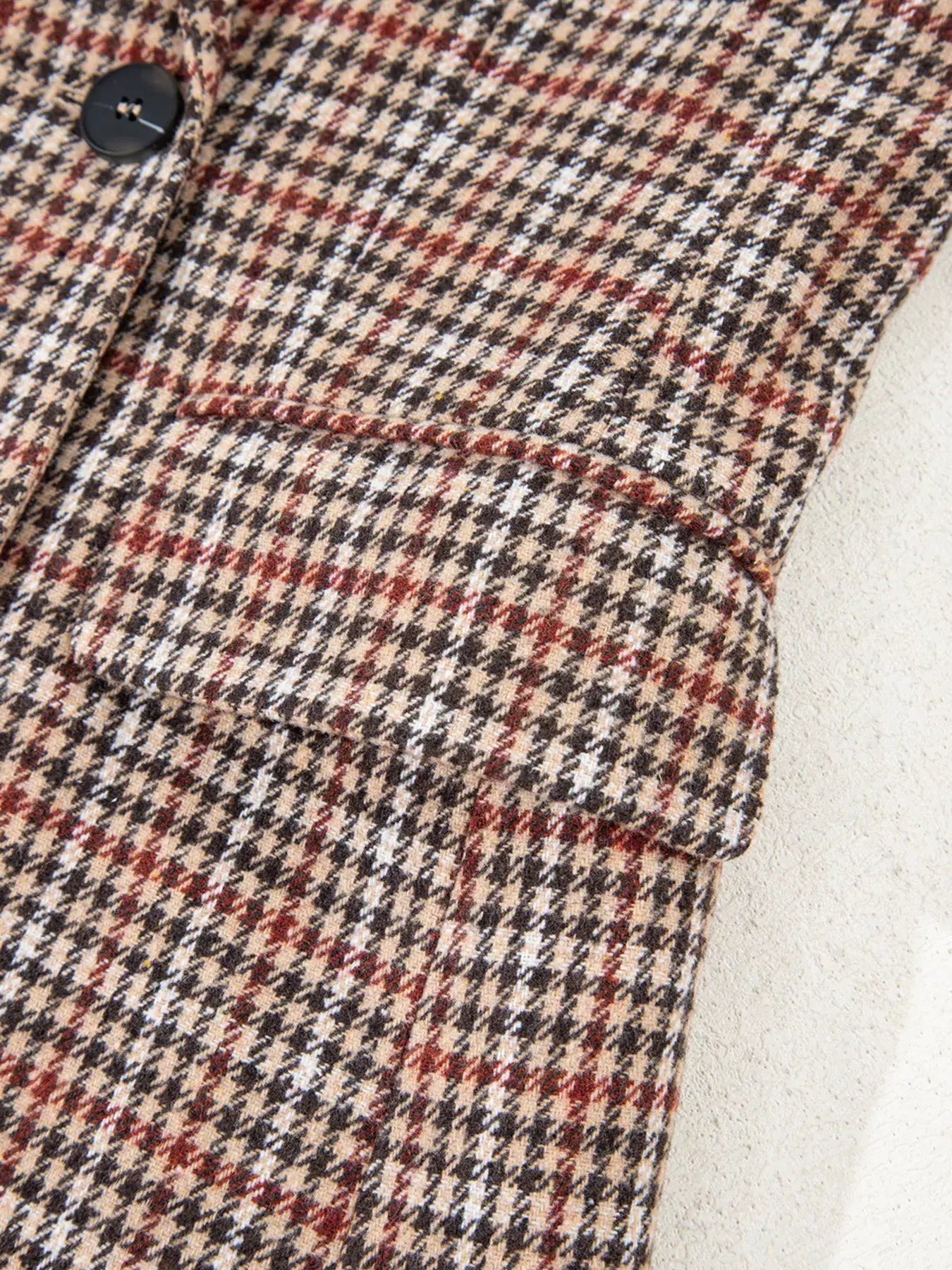 Houndstooth Lapel Collar Blazer - Trendsi - Flyclothing LLC