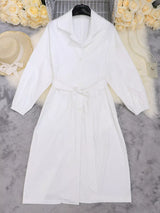 Tie Waist Midi Shirt Dress - Trendsi - Flyclothing LLC
