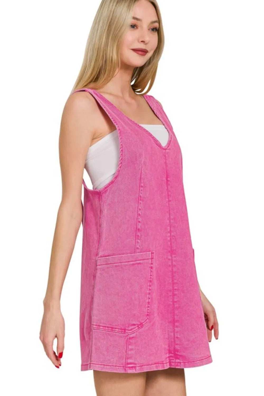 Zenana Washed Adjustable Strap Denim Overall Dress - Trendsi - Flyclothing LLC