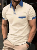 Men's Full Size Contrast Collared Neck Short Sleeve Polo Plus Size - Trendsi