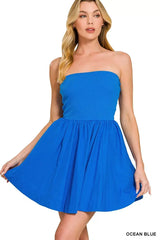 Zenana Combined Knit Tube Top Flare Mini Dress - Trendsi - Flyclothing LLC