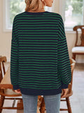 Striped Round Neck Long Sleeve Sweatshirt - Trendsi - Flyclothing LLC