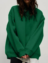Round Neck Dropped Shoulder Long Sleeve Sweatshirt - Trendsi - Flyclothing LLC