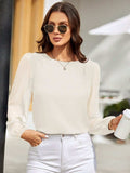 Round Neck Long Sleeve Blouse - Trendsi - Flyclothing LLC