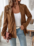 Perfee Decorative Pocket Flap Lapel Collar Long Sleeve Outerwear - Trendsi