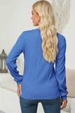 Textured Round Neck Long Sleeve Blouse - Trendsi - Flyclothing LLC