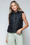 Snobbish Zip Up Quilted Hooded Vest - Trendsi - Flyclothing LLC