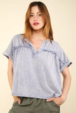 VERY J Nochted Short Sleeve Washed T-Shirt - Trendsi