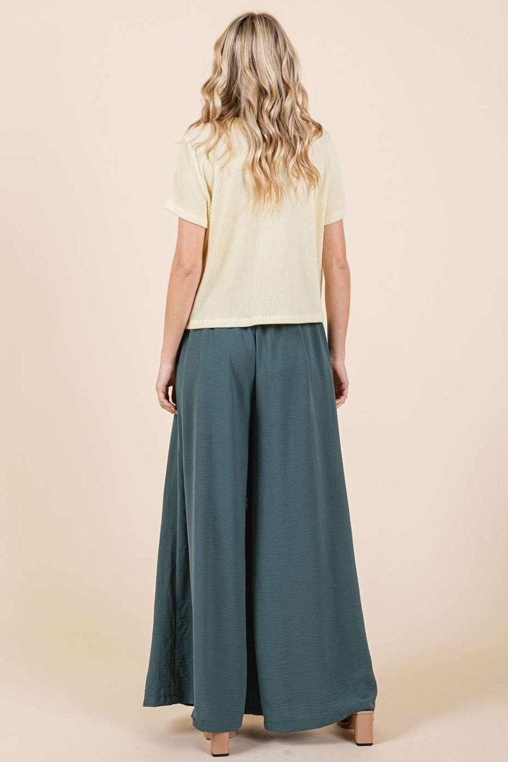 Mittoshop Pleated Wide Leg Pants - Trendsi - Flyclothing LLC