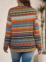 Plus Size Drawstring Printed Mock Neck Long Sleeve Top - Trendsi - Flyclothing LLC