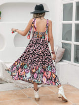 Printed Plunge Sleeveless Midi Dress - Trendsi - Flyclothing LLC