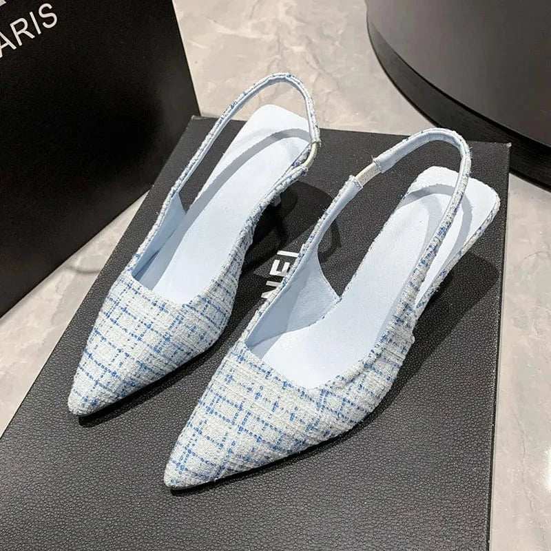 Point Toe Kitten Heel Slingback Pumps - Trendsi - Flyclothing LLC
