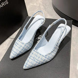 Point Toe Kitten Heel Slingback Pumps - Trendsi
