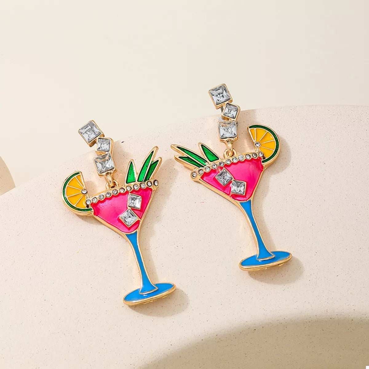 Cocktail Glass Dangle Earrings - Trendsi - Flyclothing LLC