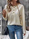 Drawstring Long Sleeve Hooded T-Shirt - Trendsi