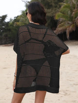 Hollow Out Collared Neck Cover-Up - Trendsi - Flyclothing LLC