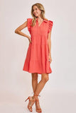 Umgee Full Size Johnny Collar Ruffle Cap Sleeve Tiered Dress Plus Size - Trendsi