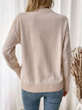 Perfee Flower Round Neck Long Sleeve Sweater - Trendsi