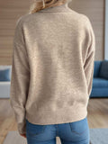 Turtleneck Dropped Shoulder Long Sleeve Sweater - Trendsi - Flyclothing LLC