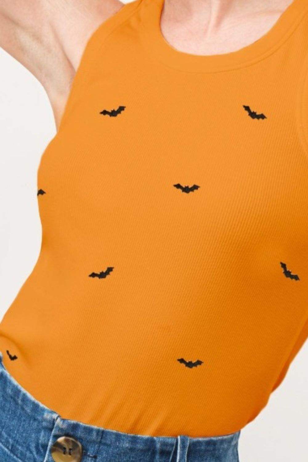 And The Why Bat Embroidered Ribbed Tank - Trendsi - Flyclothing LLC