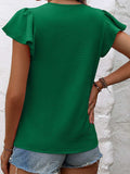 Ruffled Round Neck Cap Sleeve Blouse - Trendsi - Flyclothing LLC