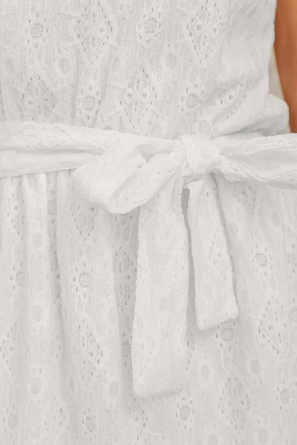 Lace Sleeveless Tied Waist Mini Dress - Trendsi - Flyclothing LLC