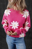 Daisy Round Neck Dropped Shoulder Sweater - Trendsi - Flyclothing LLC