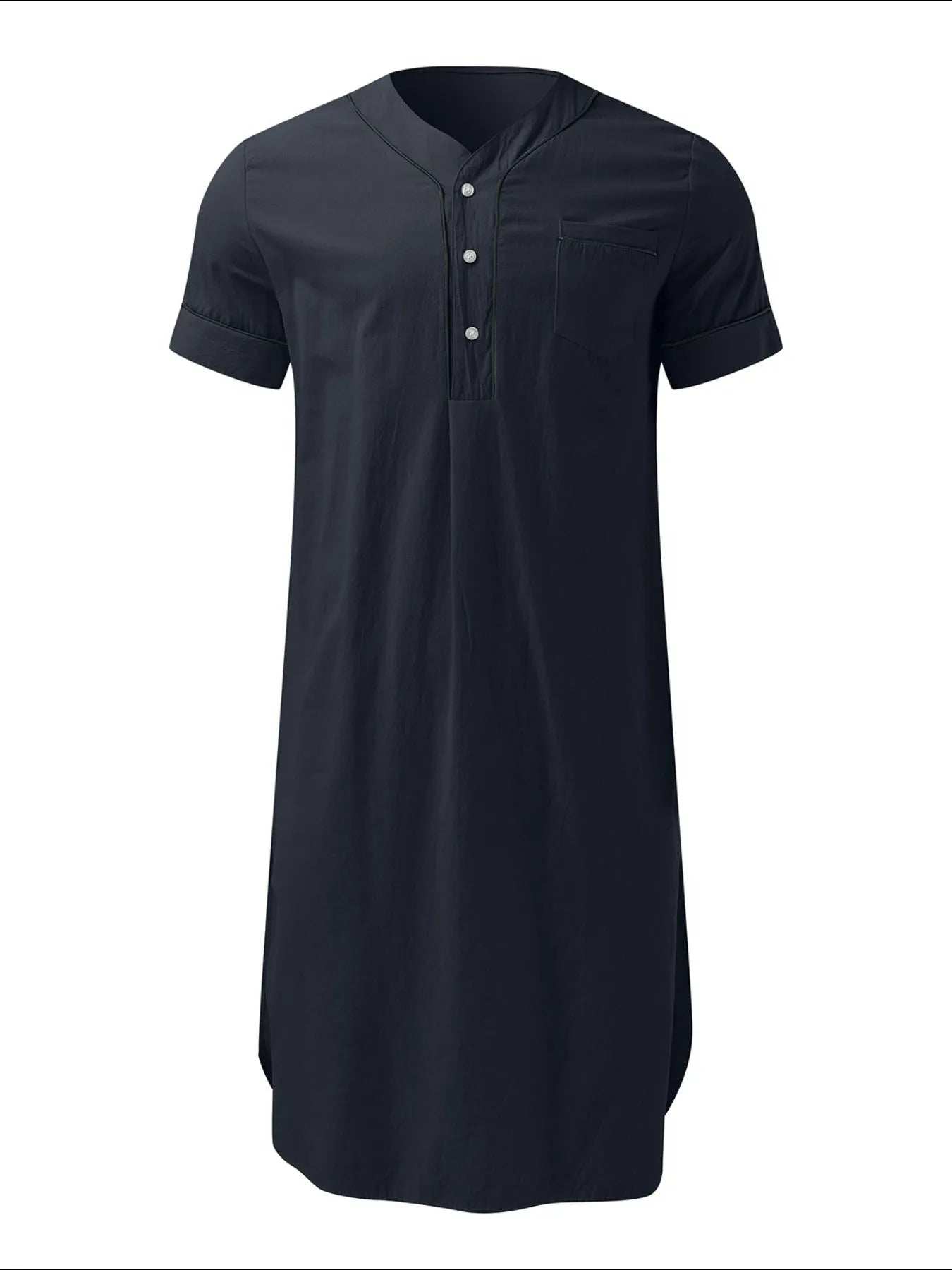Men's Full Size Button Detail Short Sleeve Lounge Dress Plus Size - Trendsi - Flyclothing LLC