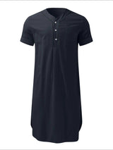 Men's Full Size Button Detail Short Sleeve Lounge Dress Plus Size - Trendsi - Flyclothing LLC