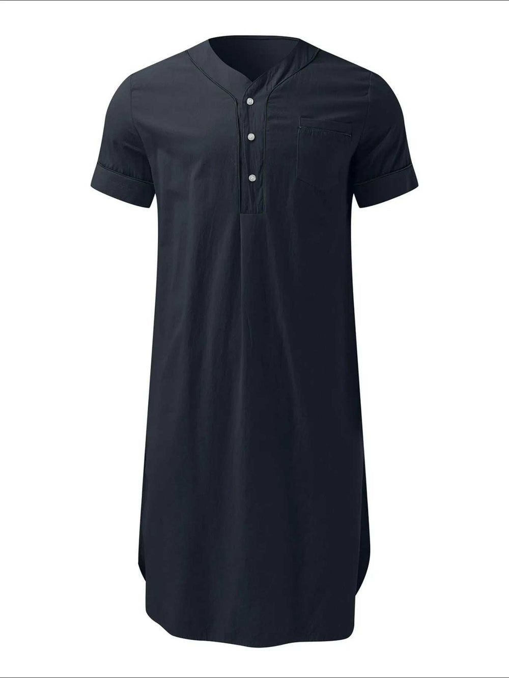 Men's Full Size Button Detail Short Sleeve Lounge Dress Plus Size - Trendsi - Flyclothing LLC
