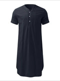 Men's Full Size Button Detail Short Sleeve Lounge Dress Plus Size - Trendsi - Flyclothing LLC
