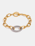 Two-Tone Stainless Steel Chain Bracelet - Trendsi