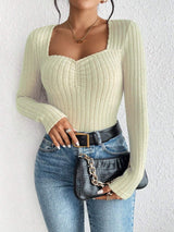 Honey Ribbed Long Sleeve T-Shirt - Trendsi - Flyclothing LLC
