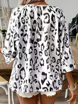 Leopard Print V-Neck Blouse - Trendsi - Flyclothing LLC