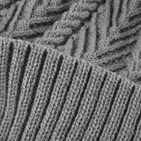 Cable Knit Solid Color Hat with Pompom - Trendsi - Flyclothing LLC