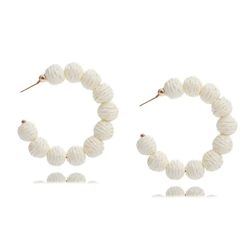 Raffia Grass C-Hoop Earrings - Trendsi - Flyclothing LLC