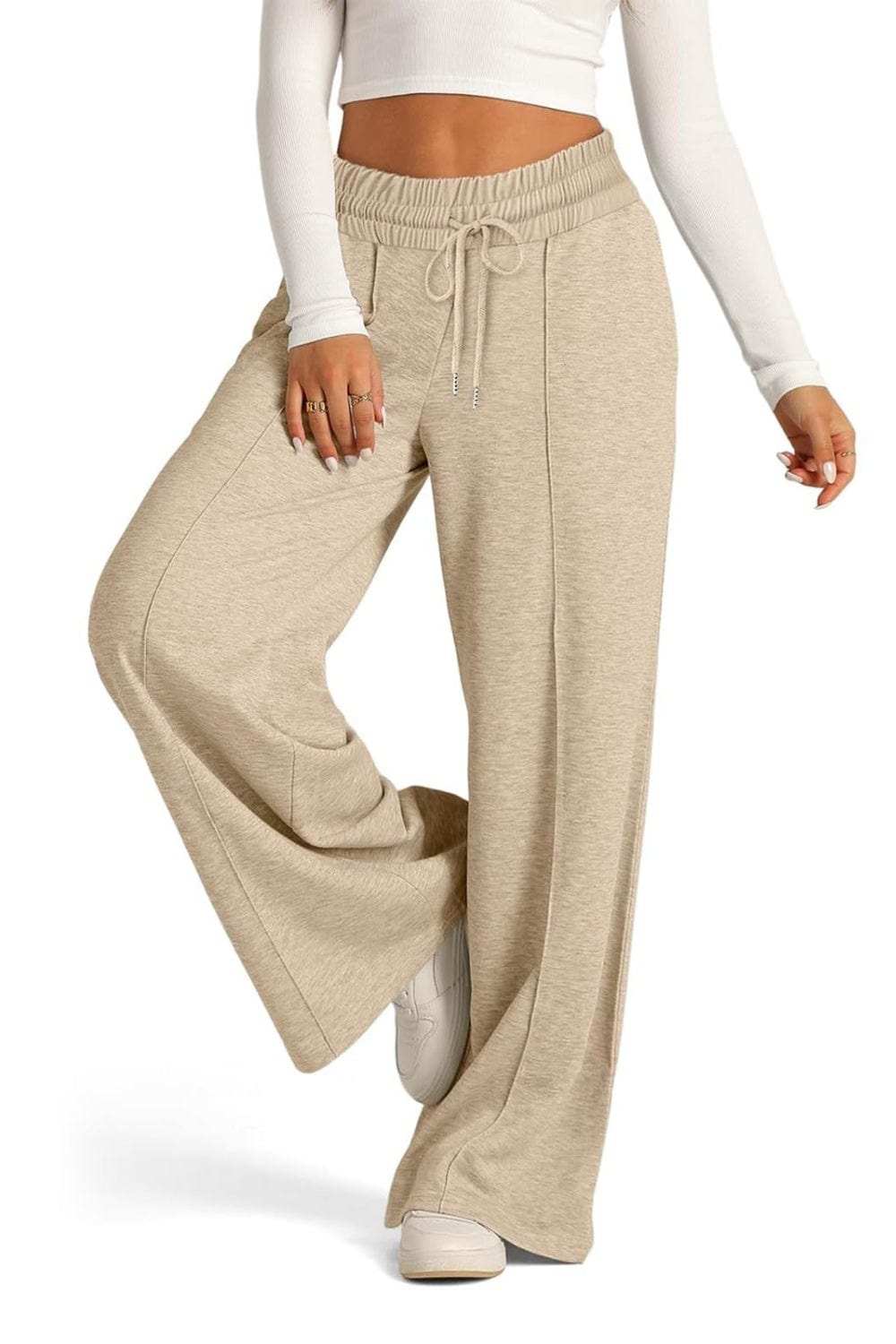 Drawstring Elastic Waist Wide Leg Pants - Trendsi - Flyclothing LLC