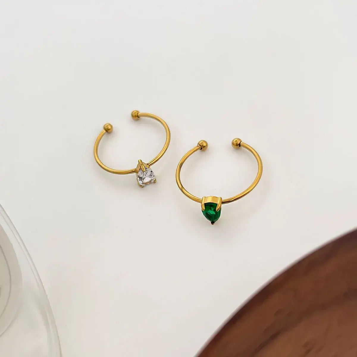 2-Piece 18K Gold-Plated Inlaid Zircon Open Ring - Trendsi - Flyclothing LLC
