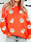 Halloween Ghost Patched Pattern Holiday Sweatshirt - Trendsi - Flyclothing LLC