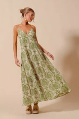 SO ME Damask Floral Summer Maxi Flowy Dress With Open Back - Trendsi - Flyclothing LLC