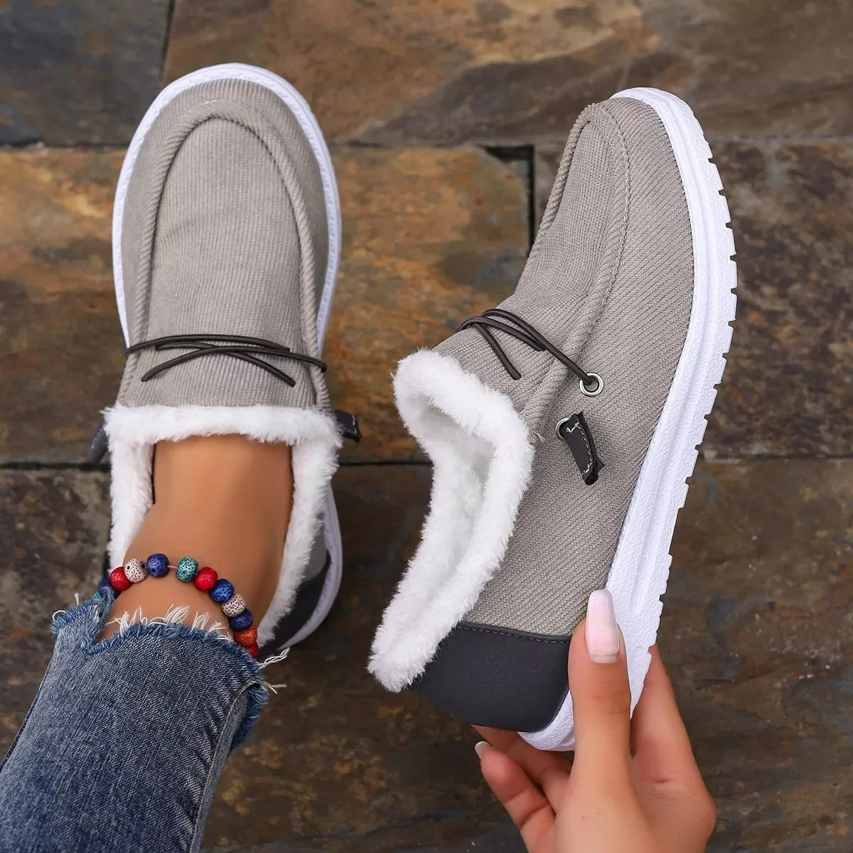 Faux Fur Lined Slip-Ons - Trendsi - Flyclothing LLC