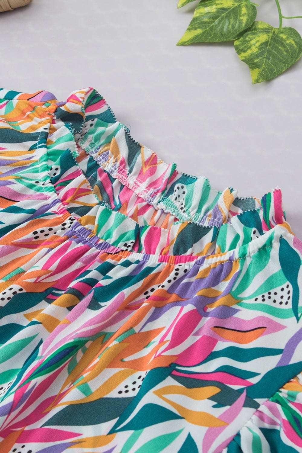 Printed Round Neck Cap Sleeve Blouse - Trendsi - Flyclothing LLC