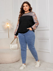 Plus Size Printed Long Sleeve Sweatshirt - Trendsi