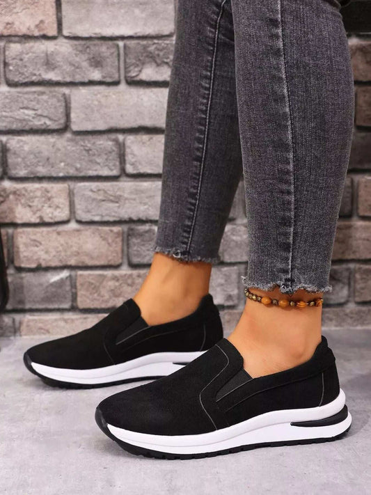 Slip-On Sneakers with Contrast Sole - Trendsi - Flyclothing LLC
