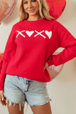 Valentine’s Day XOXO Round Neck Drop Shoulder Sweatshirt - Trendsi