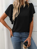 Round Neck Flutter Sleeve T-Shirt - Trendsi - Flyclothing LLC