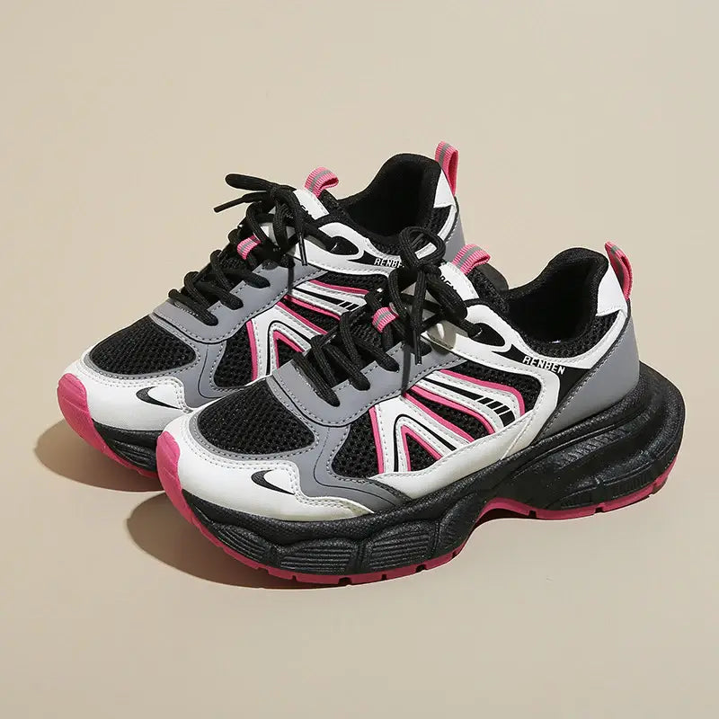 Lace-Up Platform Athletic Shoes - Trendsi - Flyclothing LLC